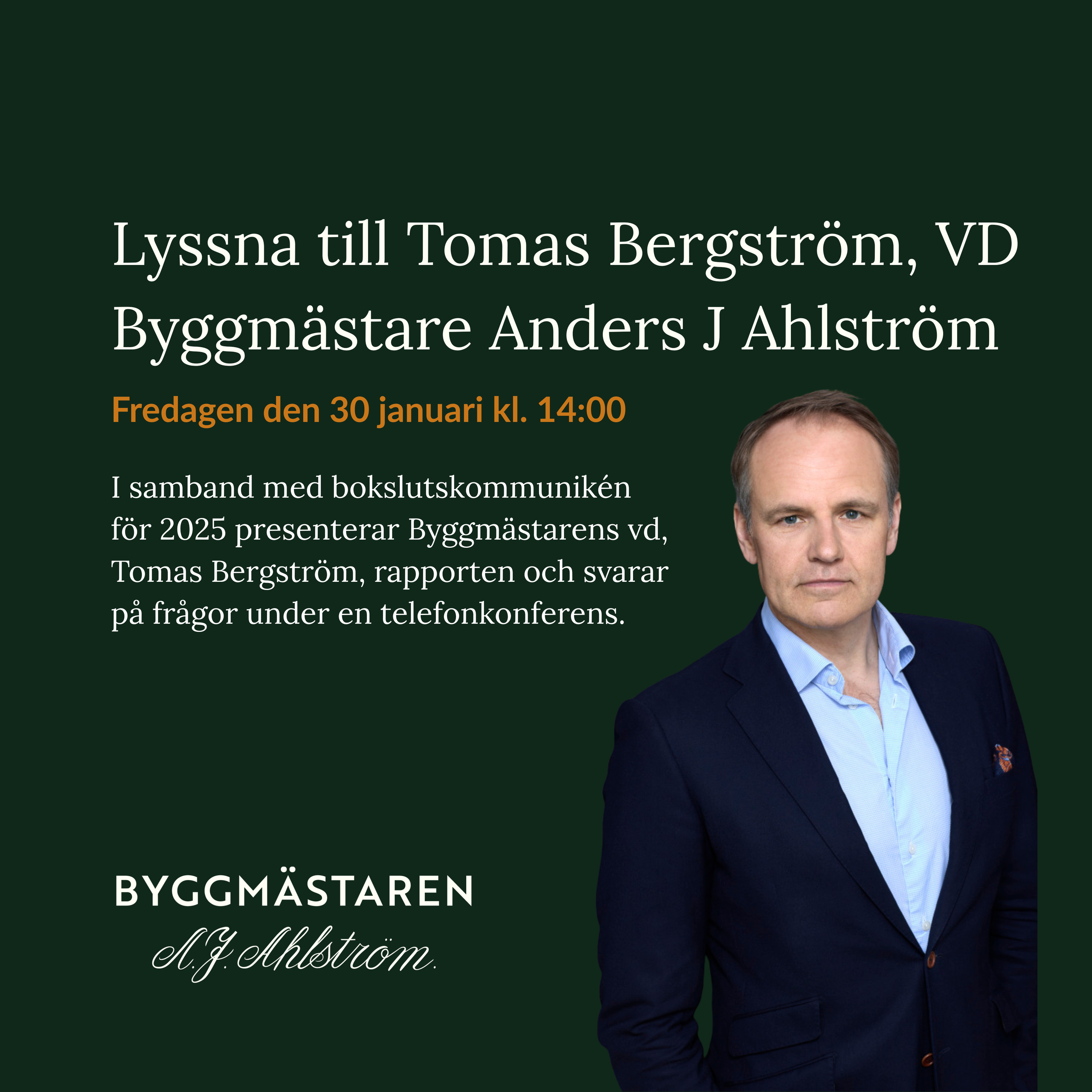 Inbjudan till telefonkonferens i samband med bokslutskommunikén 2025